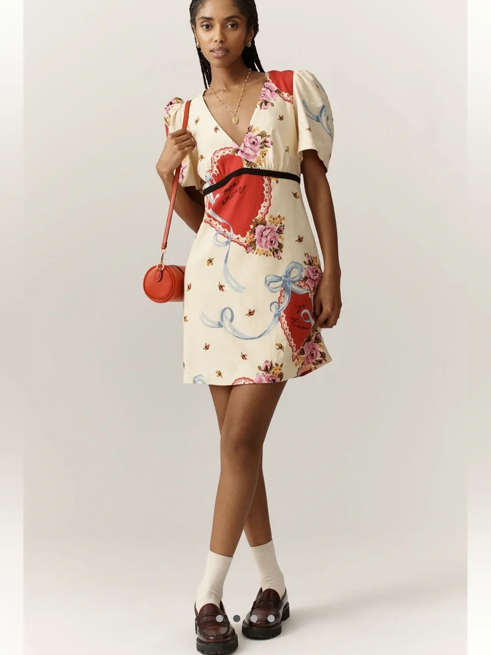 NWT Anthropologie Maeve | Lucky Charm V-Neck Puff-Sleeve Dress | XXS